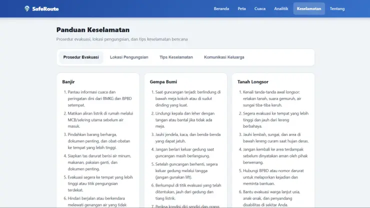 Panduan keselamatan berisi prosedur evakuasi untuk berbagai bencana